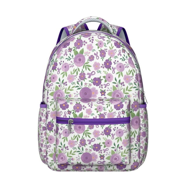 Sac à Dos Étudiant Léger à Imprimé Floral Lumineux, Sac à Dos Scolaire Multifonctionnel avec Motif de Rose Romantique et Pivoine, Sangle Réglable, Parfait pour un Usage Quotidien