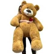 55 Inch Giant Teddy Bear Love Heart on Chest, Tan Soft New Big Plush Teddybear