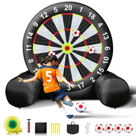10Ft Inflatable Soccer Dart Board With Sticky Balls And Air Blower Giant Outdoor Party Fun For Kids & Adults