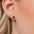 thumbnail image 3 of Gem Stone King 14K White Gold Red Garnet Stud Basket Setting Earrings | 1.60 Cttw | Gemstone January Birthstone | Emerald Cut 6X4MM | Double Notch | Gold Earrings for Women Men, 3 of 6