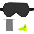 thumbnail image 1 of Genuine Natural Mulberry Silk Eye Mask, Curved Sleep Mask with Adjustable Strap, Black, 1 of 4