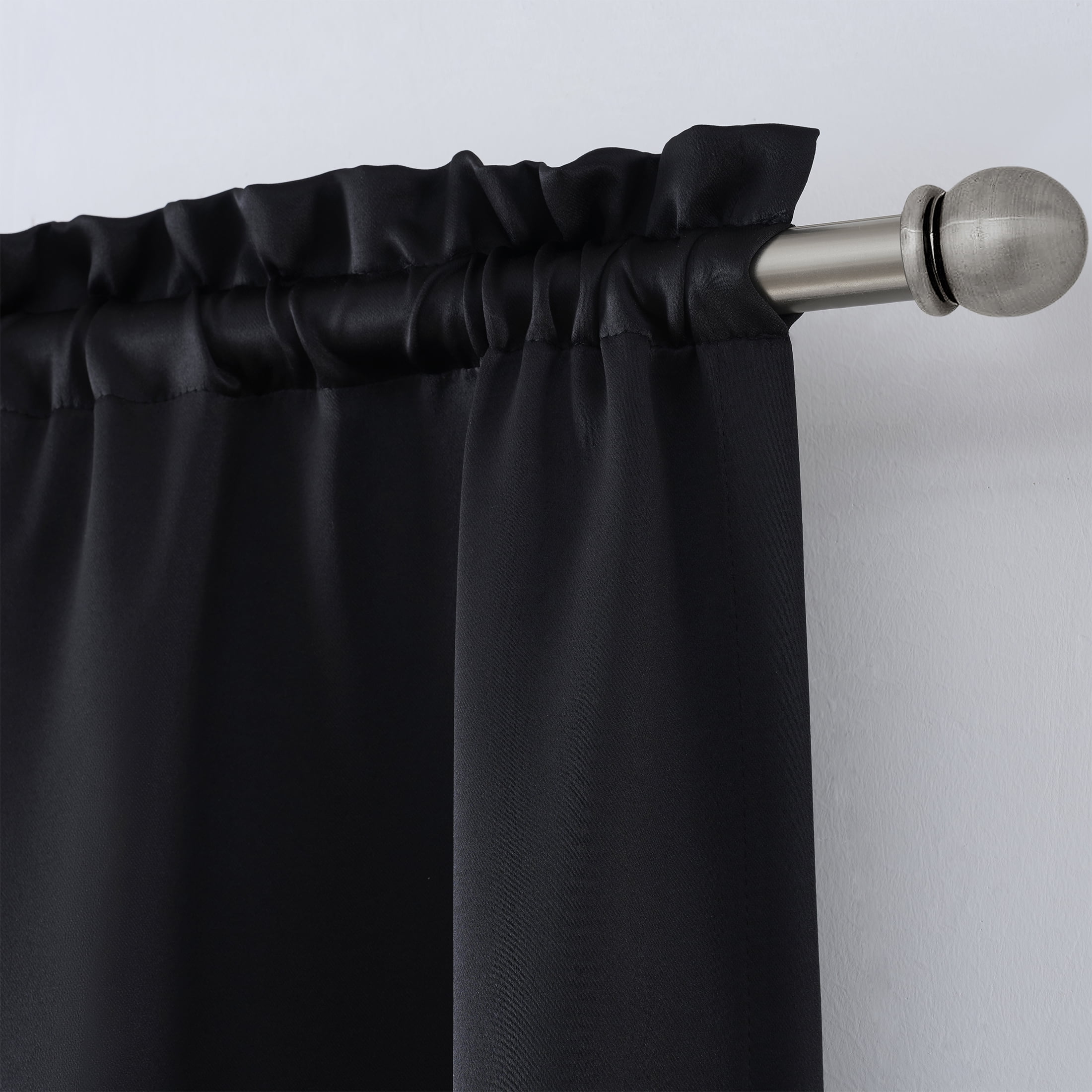 Mainstays Solid Blackout Curtain Panel Pair, Set of 2, Black, 30 in W x 95 in L