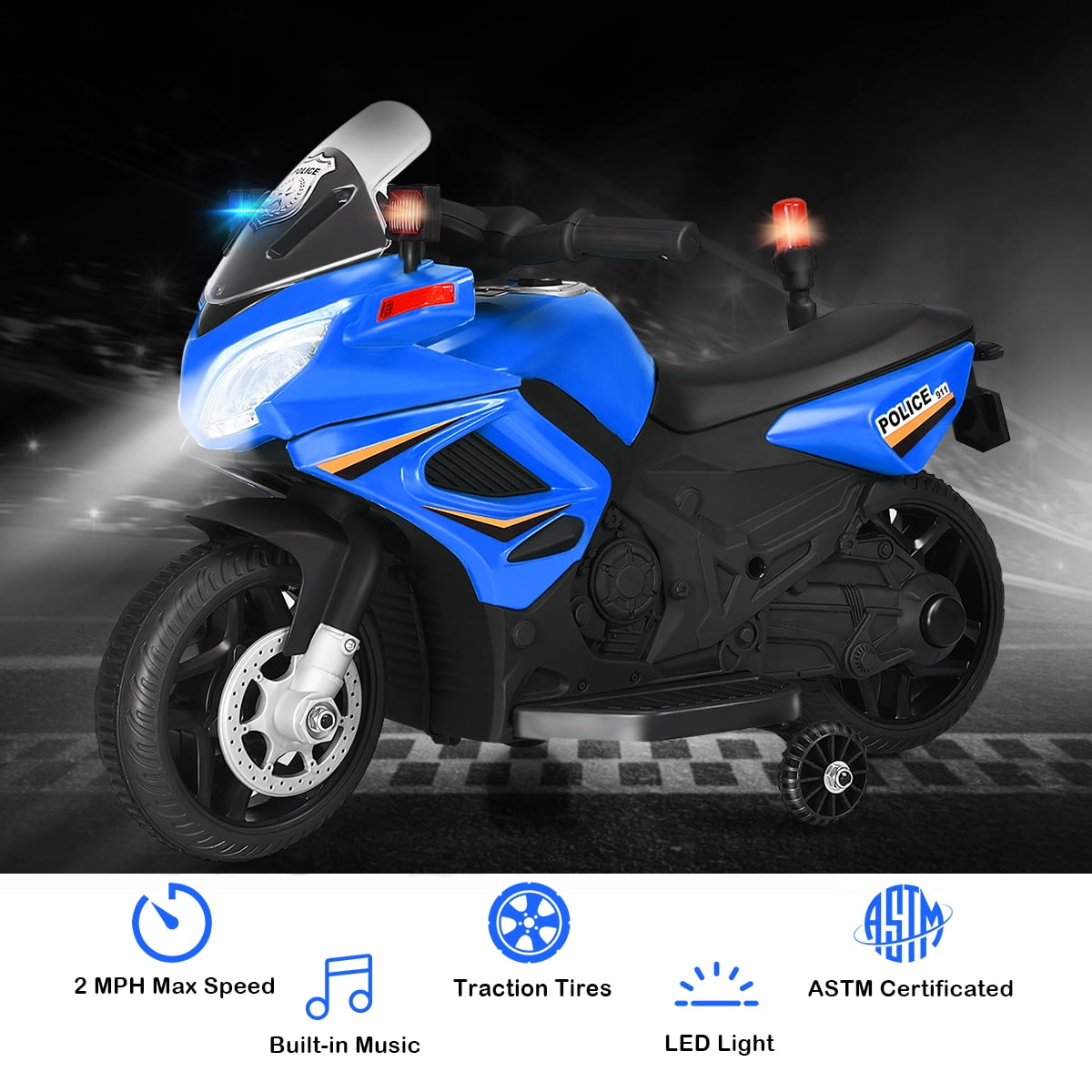 Police 6v motorbike ride on best sale