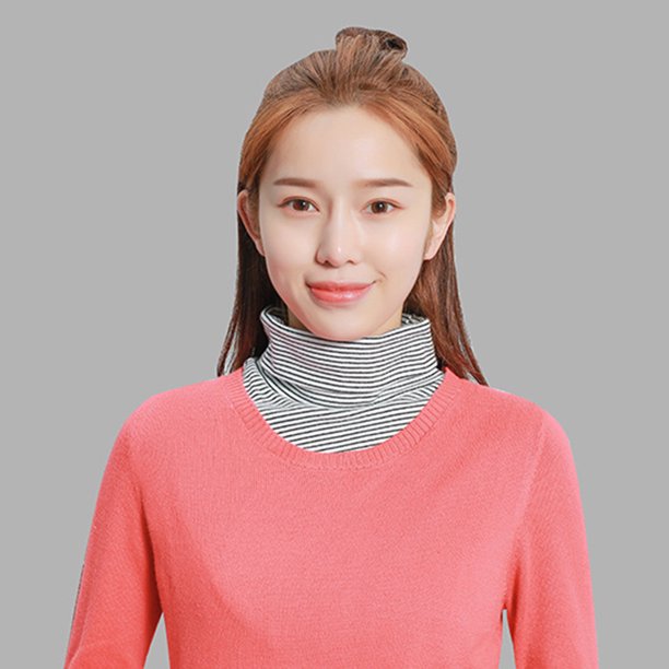 Cuello de suéter de otoño desmontable de cuello falso de punto para mujer (rayas grises) Likrtyny Para estrenar