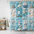 thumbnail image 3 of Nautical Shower Curtain Set with Hooks, Ocean Lighthouse Starfish Shell Ship Waterproof Fabric Bathroom Curtains Decor Home Accessories,Stall 36 X 72 Inch, 3 of 9