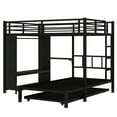 thumbnail image 5 of Full over Twin Bunk Bed with Built-in Wardrobe,Heavy Duty Metal Bunk Bed with Trundle,Foldable Desk, Ladders,Noise-reduced design, Black, 5 of 10