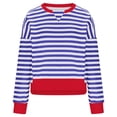 thumbnail image 3 of Htigea Oversized Sweatshirts for Women Striped Color Block Long Sleeve Pullover Casual Loose Fit Y2K Sweatshirt Dark Blue M, 3 of 8