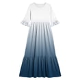 thumbnail image 4 of ITSAME Girls Maxi Dress Round Neck Ruffled 3/4 Sleeve Gradient Print Summer Flowy Casual A-Line Dress Blue Size 6, 4 of 7