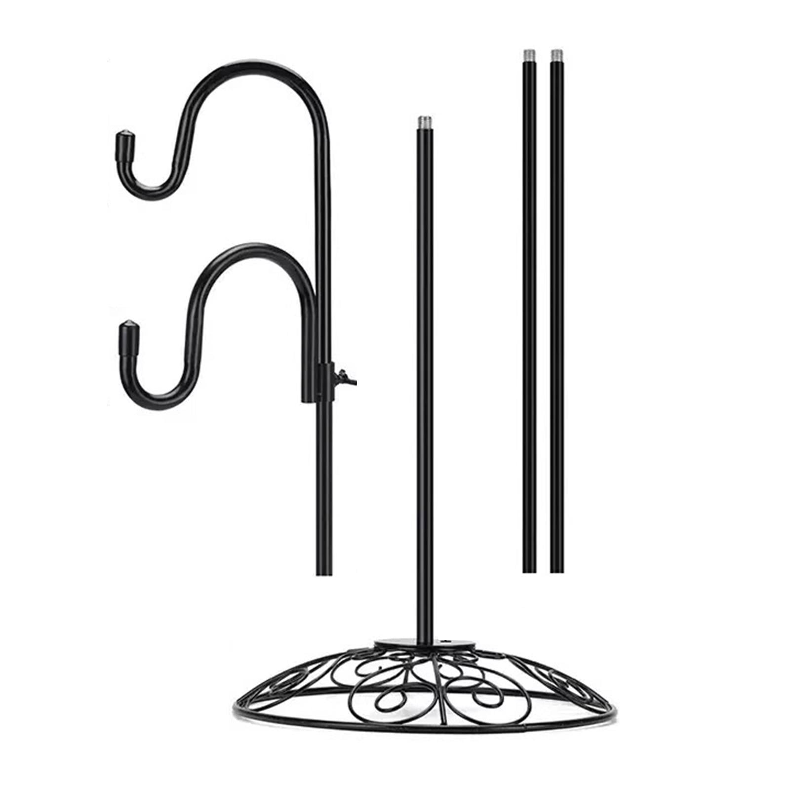 Shepherds Hook Stand Wind Chime Flower Pot Holder with Rustproof Iron for Indoor Outdoor Lawn Spaces