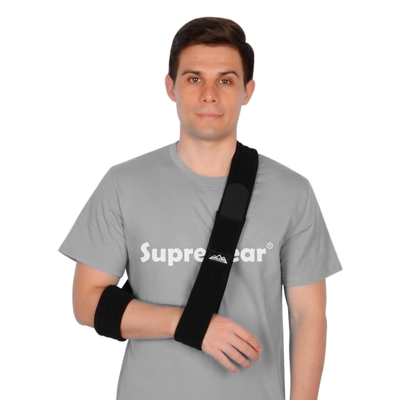 SupreGear Arm Sling, Adjustable Shoulder, Lightweight for Men and Women, Black