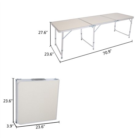 IM Beauty 180 x 60 x 70cm Home Use Aluminum Alloy Folding Table  3 Height Options Sturdy & Stable Compact Portable White