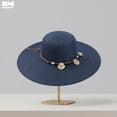 thumbnail image 2 of Sombrero de Playa Con Conchitas Para Mujer Ala Ancha 42 cm azul 42 cm, 2 of 6
