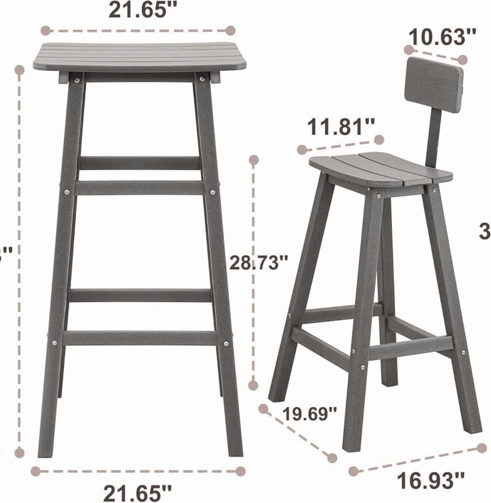 Bar Height Chairs Set of 2, HDPE Bar Height Outdoor Barstools, Weather Resistance Tall Adirondack Chairs Set of 2, 2-Piece Bar Stools