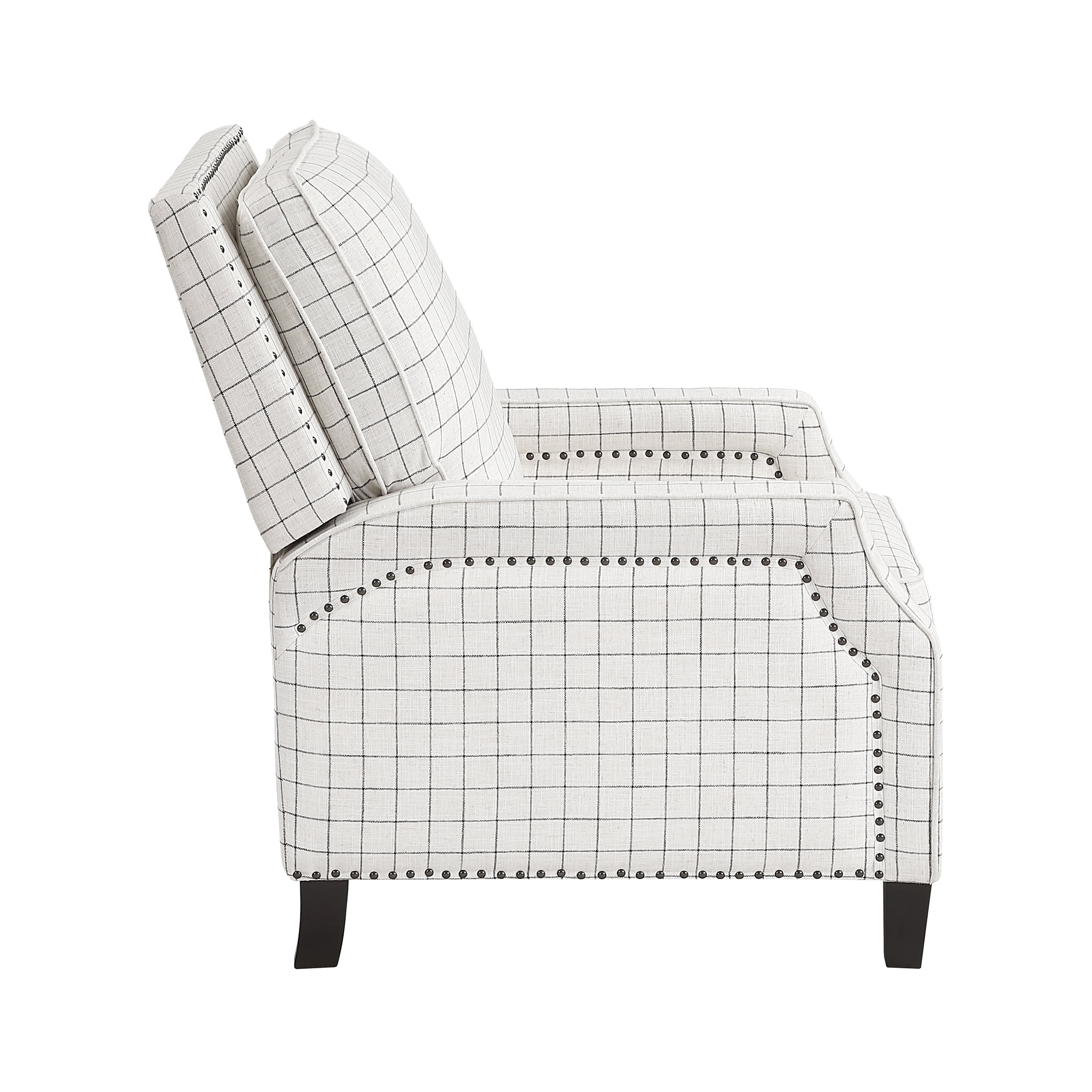 OakvillePark Sylenthall Textured Fabric Push Back Reclining Chair, Off-White With Black Plaid Pattern