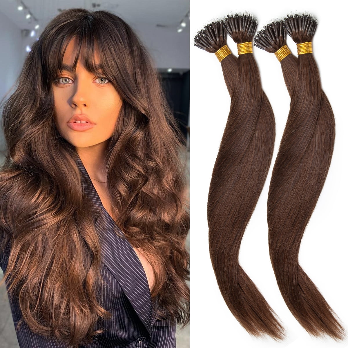 Loose Wave Nano Ring Human Hair Extensions 100g Brazilian Remy 16in Amazon.com : Short Loose Wave Nano Ring Human Hair Extension  main image 2