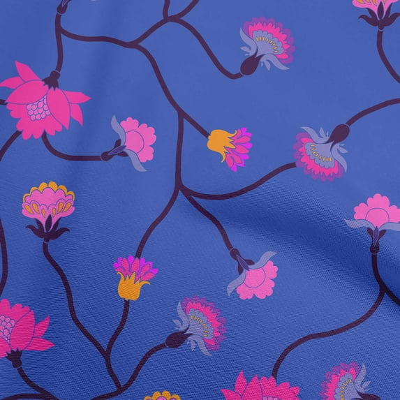 oneOone Cotton Poplin Twill Blue Fabric Leaves & Clover Sewing Fabric By The Yard Printed Diy Clothing Sewing Supplies 56 Inch Wide