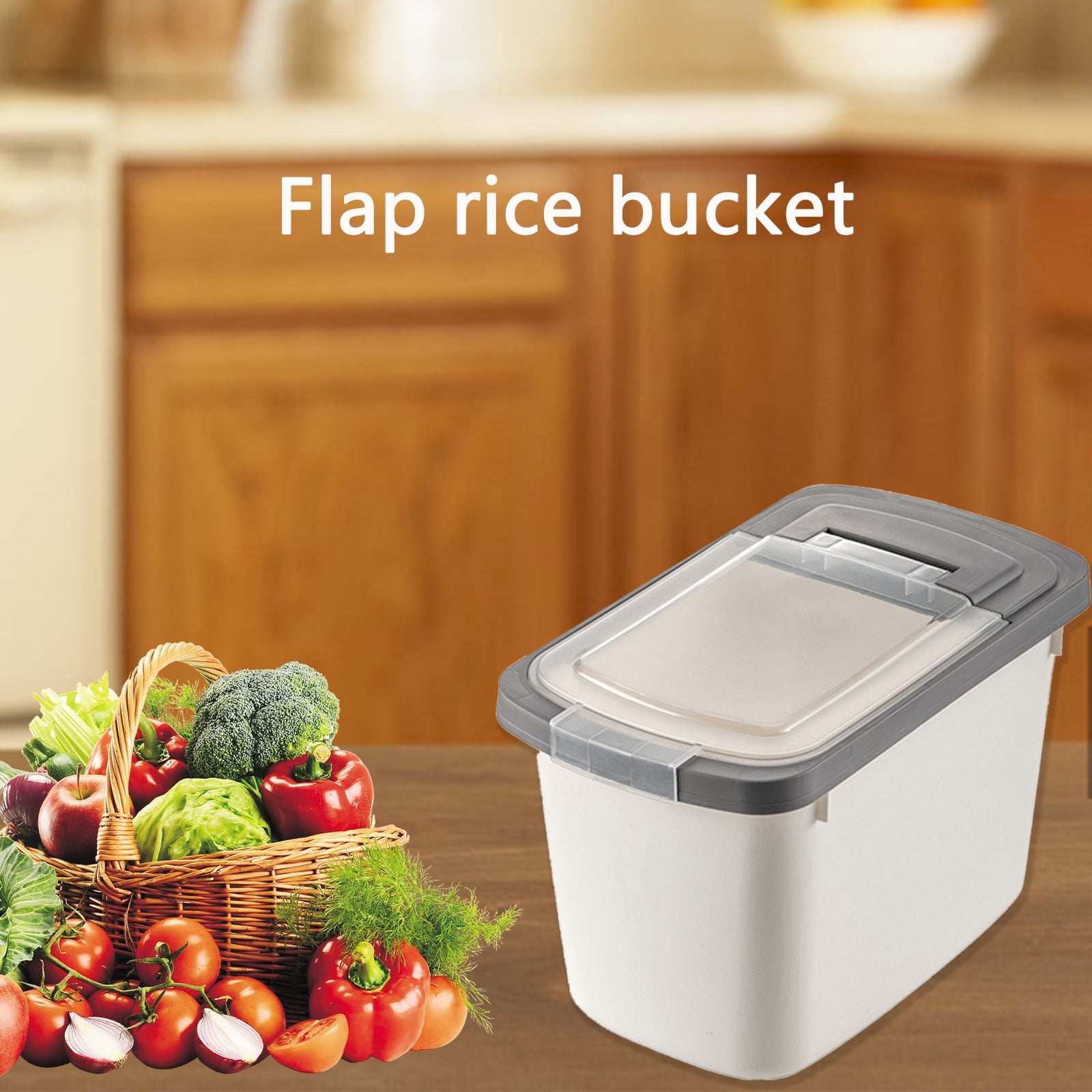 Wovilon Large Airtight Rice Container- Food Storage Cereal Container- Pet Dog Food Container With Measuring Cup- Flour Grain Container For Household