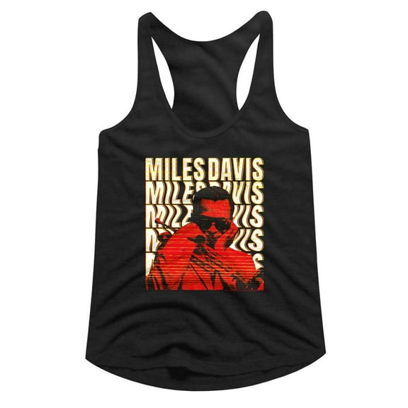 Miles Davis Warped Text Black Women's Slim Fit Racerback Tank Top