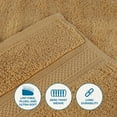 thumbnail image 3 of BNM Solid Zero Twist Cotton 3 Piece Towel Set, Gold, 3 of 11