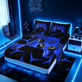 thumbnail image 2 of meiyoeat Neon Blue Flame Game Controller Full Size Sheets for Kids Boys, Blue Geometric Gaming Bed Sheets, 4-Piece, 1 Flat Sheet, 1 Fitted Sheet and 2 Pillowcases, 2 of 6