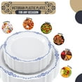 thumbnail image 3 of Exquisite Victorian Design Navy/White Plastic Party Plates, 80-Piece, 3 of 8