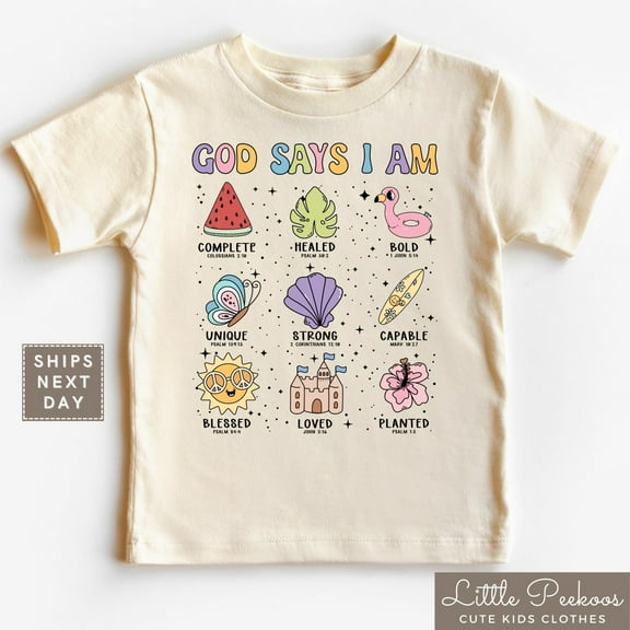 God Says I Am Toddler Tee, Graphic Christian Baby Tee, Cute Religious Kids T-Shirt TODDLER SHORT SLEEVE TEE BELLA CANVAS 3001T