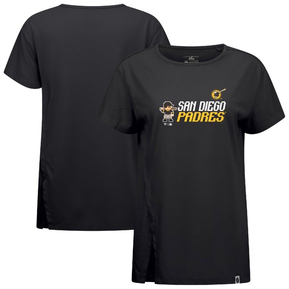 Women's-Levelwear Black San Diego Padres Influx 8-Bit Baseball T-Shirt