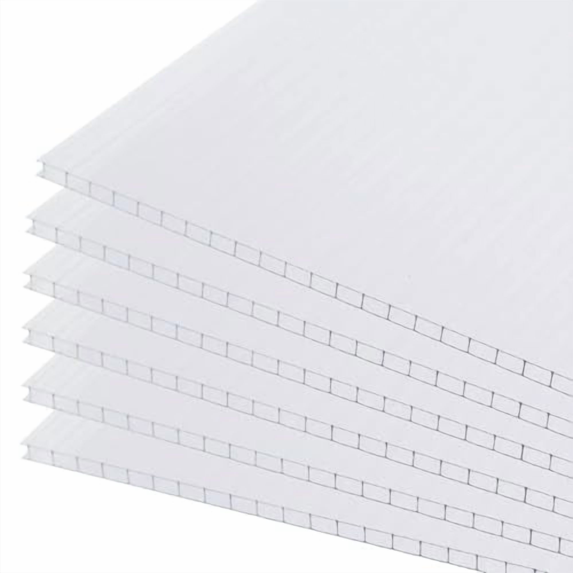 BPS 6Pcs 24'' (W) x 64'' (L) x 0.16'' Polycarbonate Panels, Waterproof UV Protected Reinforced Sheets, Outdoor Greenhouse and Gazebo Covering, Twin-Wall Clear Sheets