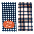 thumbnail image 4 of Serafina Home Grainhouse Oversized Hello Fall Blue And Orange Plaid And Gingham Kitchen Towels, Set Of 2 16" x 26", 4 of 4