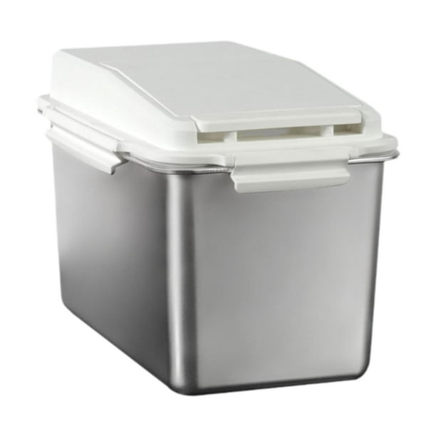 Contenedor de comida para mascotas, contenedor de almacenamiento de granos, organizador de cocina hermético, cubo de arroz, comida Blanco para 10KG