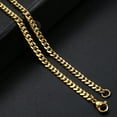thumbnail image 4 of 3/5/7/9/11mm Wide 18"-24" Mens Stainless Steel Gold Tone Chain Cuban Curb Necklace, 4 of 5