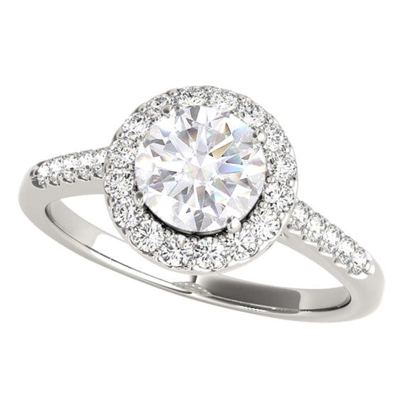 Mauli Jewels 1.40 Carat Halo Moissanite Diamond Engagement Ring in 10K Gold, 4-Prong Style, Promise Ring