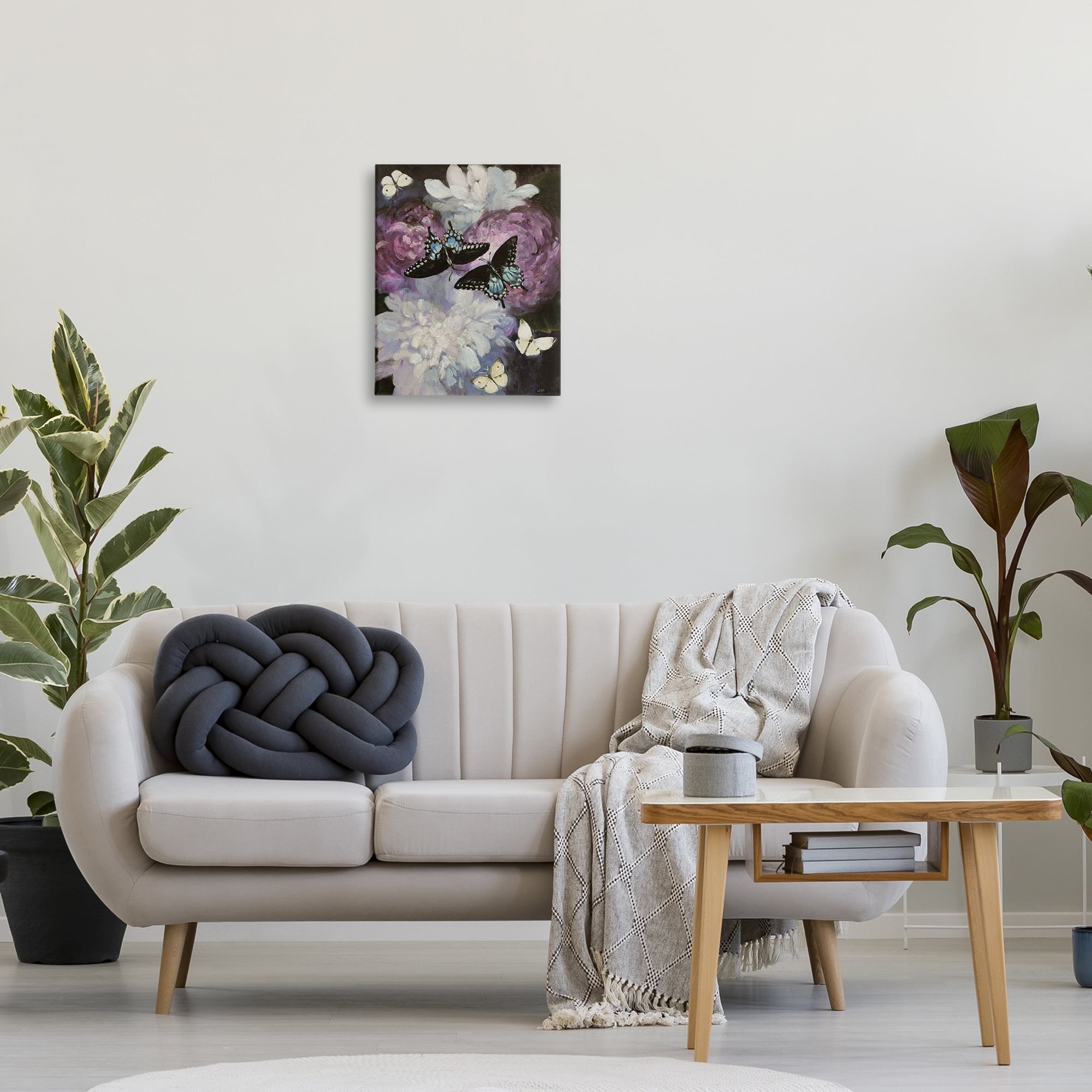 Stupell Industries Midnight Garden Butterflies Animals & Insects Painting Gallery Wrapped Canvas Art Print Wall Art, 16 x 20