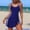 Navy, variant on Sakmal One Piece Swimsuits Women Tummy Control Swim Dress Bathing Suit Crew Neck Vacation Green Ladies Swimsuit L
