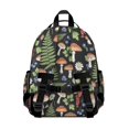 thumbnail image 2 of Mushroom and Berry Black Pattern Cute School Backpack Bag for School with Padded Back and Adjustable Shoulder Straps 15.25"x11.5"x5.25", 2 of 3