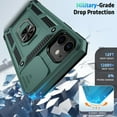 thumbnail image 4 of for iPhone 12 / iPhone 12 Pro Case with Slide Camera Cover HD Screen Protector Heavy Duty Military Grade Shockproof Magnetic Ring Holder Kickstand Phone Case for iPhone 12/12 Pro,Pine Green, 4 of 12