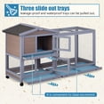 thumbnail image 5 of Wood Rabbit Hutch Rabbit Cage Bunny Hutch Rolling Large Bunny Cage Indoor Outdoor Two Story Guinea Pig Hamster Hutch Rabbit House with Wheels, 5 of 8