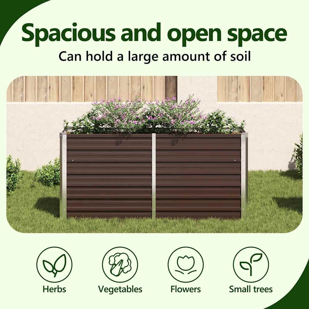 vidaXL Raised Garden Bed Raised Flower Bed Galvanized Steel Outdoor Planter