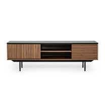 Modrest Maggie Modern Wood Veneer TV Stand for TVs up to 63" in Walnut/Gray