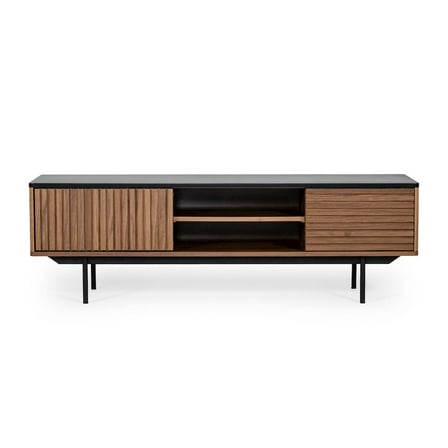 Modrest Maggie Modern Wood Veneer TV Stand for TVs up to 63" in Walnut/Gray