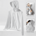 thumbnail image 5 of 50 prendas de protección solar de seda helada para exteriores, para hombre y mujer, protección UV de verano, camisa abierta, abrigo ligero de protección solar para pesca, 5 of 5