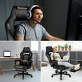 thumbnail image 3 of Goplus Chaise de Massage Gaming Inclinable Chaise de Bureau de Course avec Repose-Pieds Noir, 3 of 10