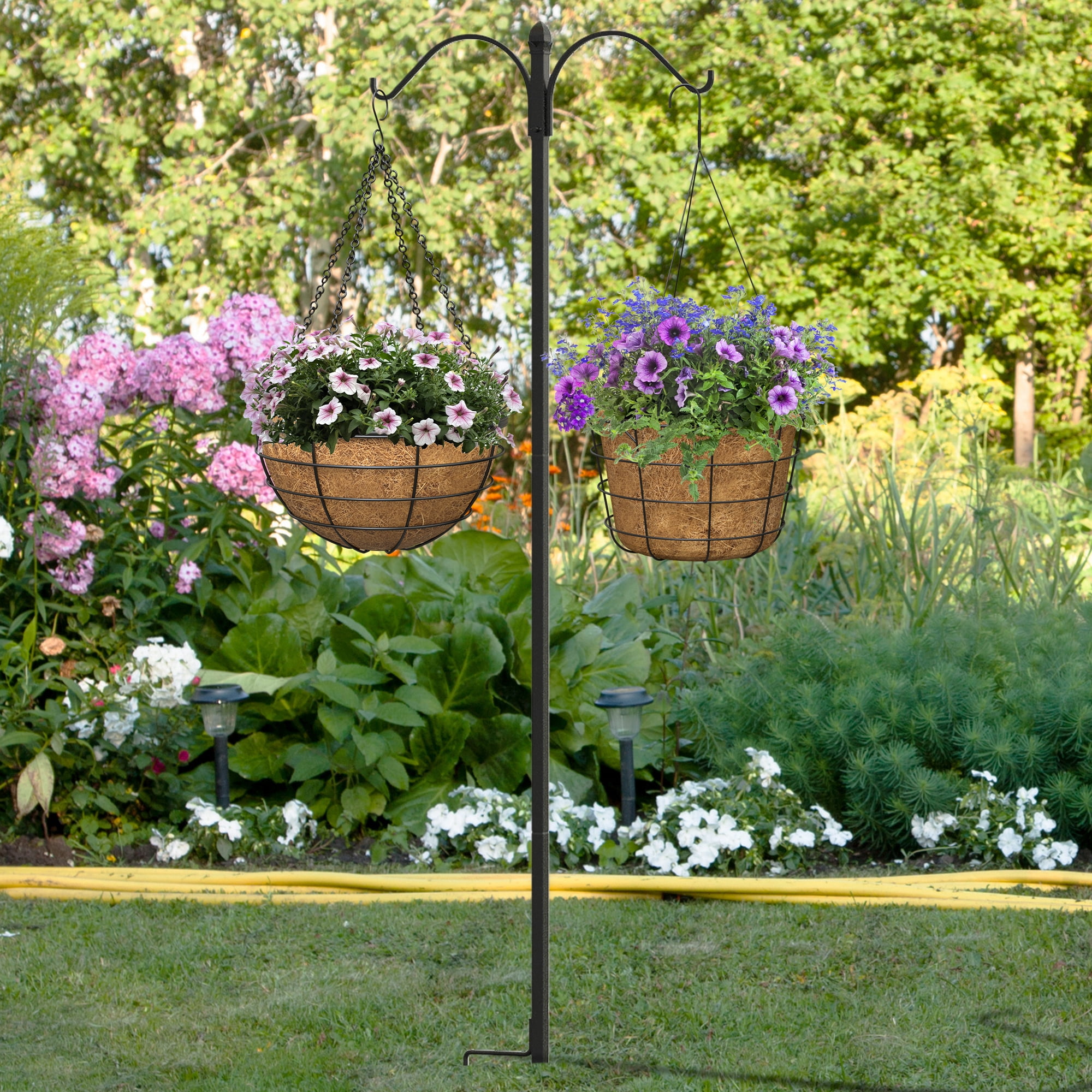 Panacea 84.5" Steel Black Double Shepherd's Hook
