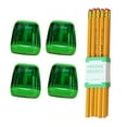 thumbnail image 2 of tzyudk Student Plastic Colored Transparent Pencil Sharpener Pencil Set-geometric Double Hole Sketch Sharpener Pencil Set- 4pc Pencil Sharpener And 10pc Pencil Affordable Useful Green Wood, 2 of 6