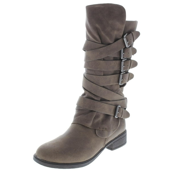 Report Report Womens Huck Faux Leather Heels MidCalf Boots Taupe 6
