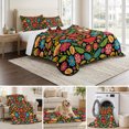 thumbnail image 6 of King Quilt Set 96''x106'', Boho Flower Lightweight Summer Bedspread Coverlet Set with 2 Pillow Shams, Red Blue Yellow Colorful Mexico Tribal Breathable All Season Quilt Bedding for Bedroom/Guest Room, 6 of 9