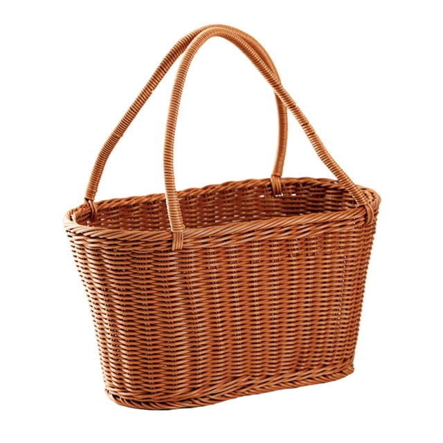 Cesta tejida a mano, práctica y multiusos, para picnic, para aperitivos, pan y frutas. 39x20x21 cm