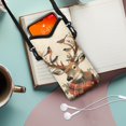 thumbnail image 2 of ZIATUBLES Cellphone Crossbody Case Bag Water Resistant Neoprene Phone Pouch Portable Stylish Sleeve Case with Adjustable Strap Phone Bag , Hook and Loop Fastener, 4 X 8 Inch, Reindeer Bird, 2 of 7