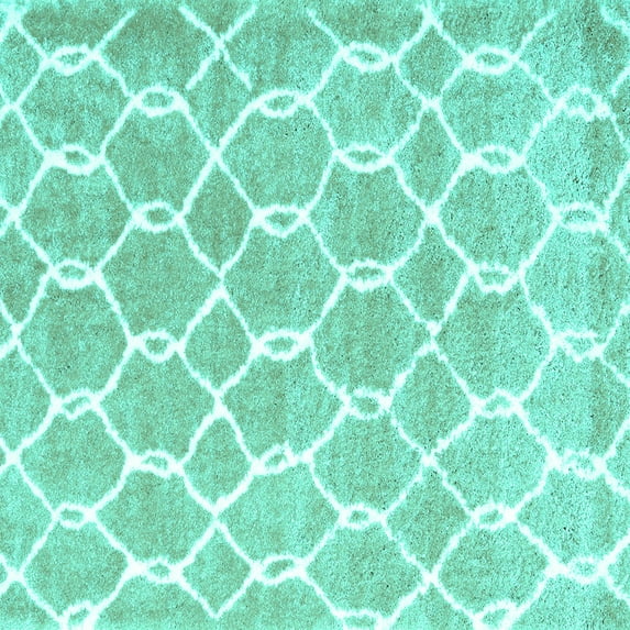 Ahgly Company Indoor Square Trellis Turquoise Blue Modern Area Rugs, 7' Square