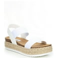 thumbnail image 4 of Steve Madden Jaklin Wedge Fitted Elastic Sandals White Platform Espadrille (White, 9.5), 4 of 5